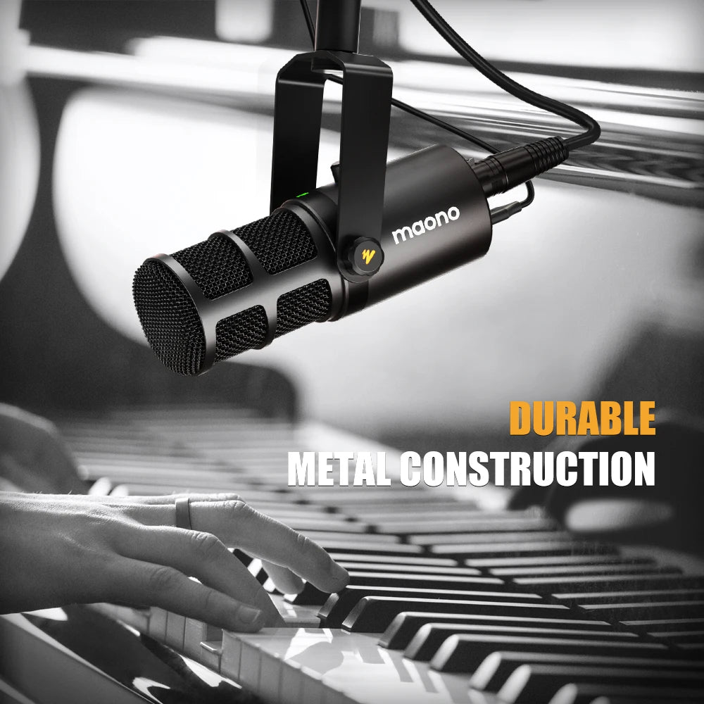 MAONO PD400X USB/XLR Dynamic Microphone All Metal With One-Touch Mute Headphone Jack And Volume Control For Podcasting Streaming