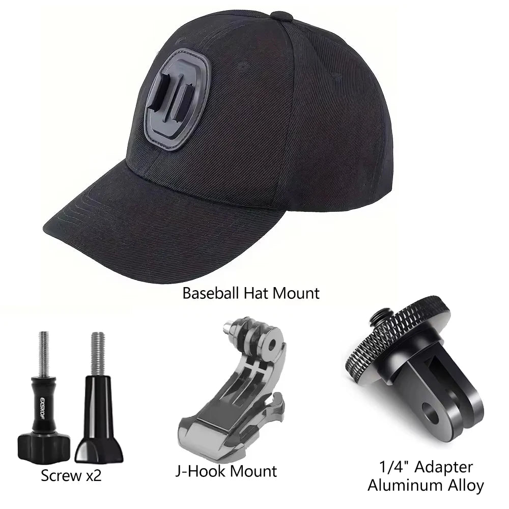 Hands-Free Baseball Cap Camera Mount First-Person View Hat for GoPro Hero 13 12 11 9 Insta360 X5 DJI OSMO Action 6 5 Vlog Hiking