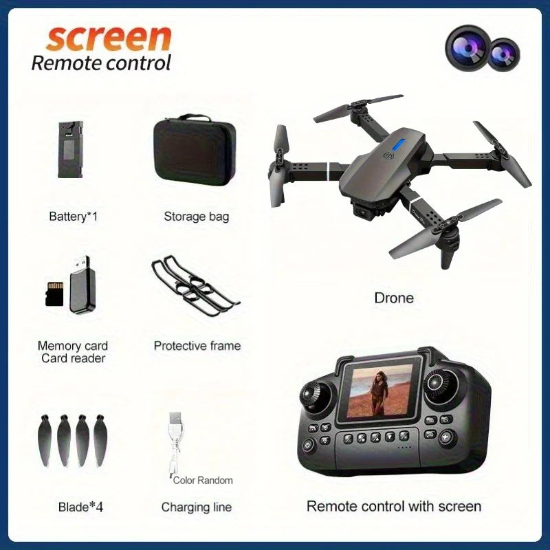 E88 Pro RC Drone WiFi FPV Height Hold Foldable Obstacle Avoidance 4K Wide-Angle HD Camera Quadrotor Helicopter Children's Toys