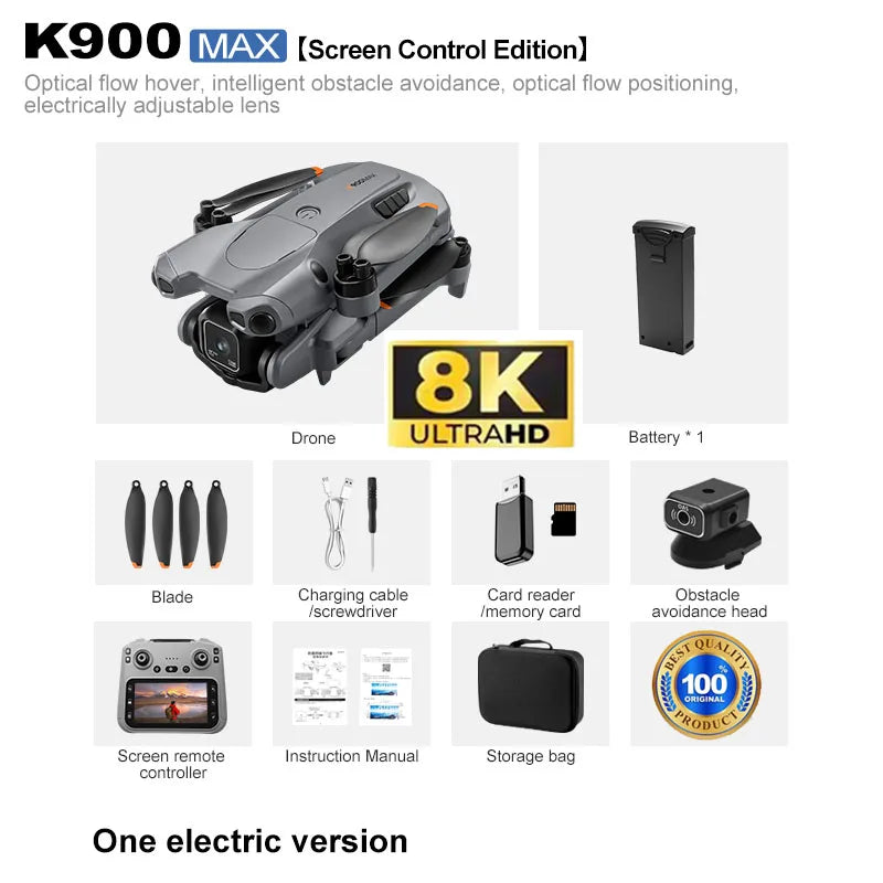 2026 K900 MAX GPS Drone Professional 8K Camera Aerial FPV Brush Avoiding Obstacle with Large Screen Remote Control Folding Drone