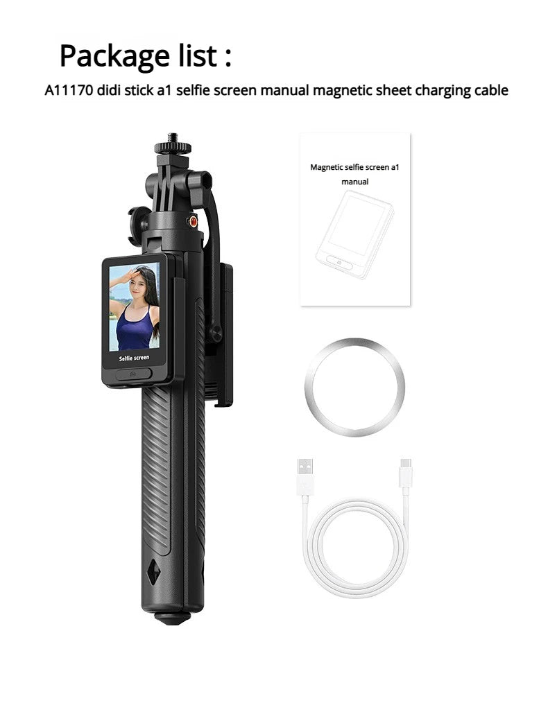 Smartphone Rear Selfie Screen with Selfie Stick Tripod suit.Selfie Pole Real-time Projection,for Vlog/Travel/Selfie/Group Photos