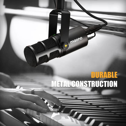 MAONO PD400X USB/XLR Dynamic Microphone All Metal With One-Touch Mute Headphone Jack And Volume Control For Podcasting Streaming
