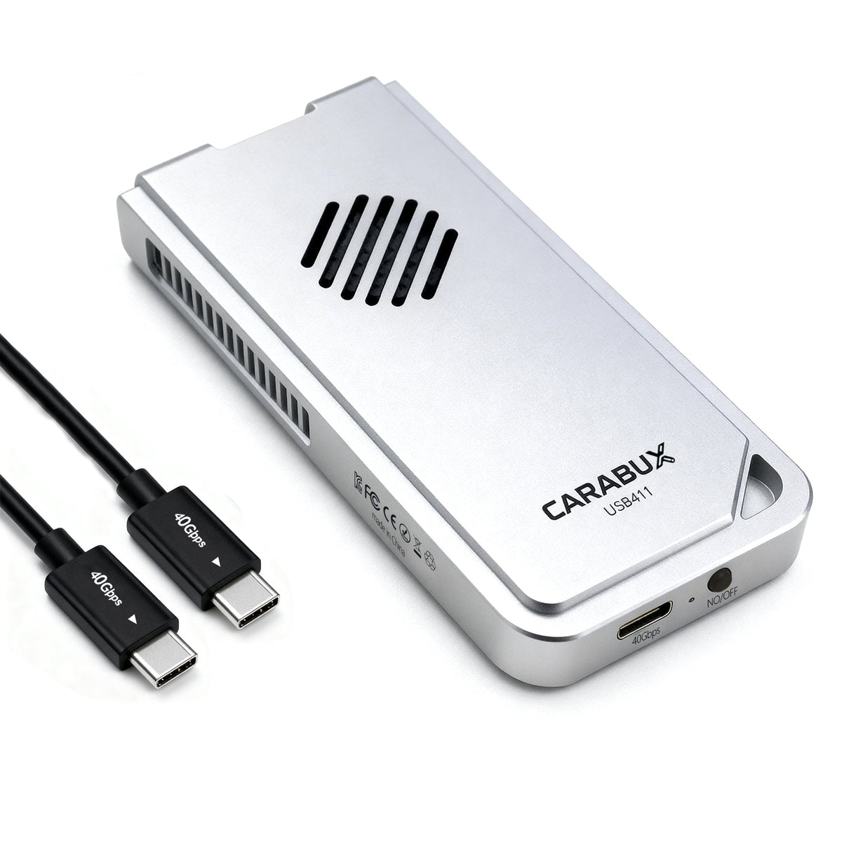 Carabux USB4 Thunderbolt Enclosure With Cooling Fan - Tool-Free 40Gbps SSD Case for M.2 2280 NVMe Drives-0