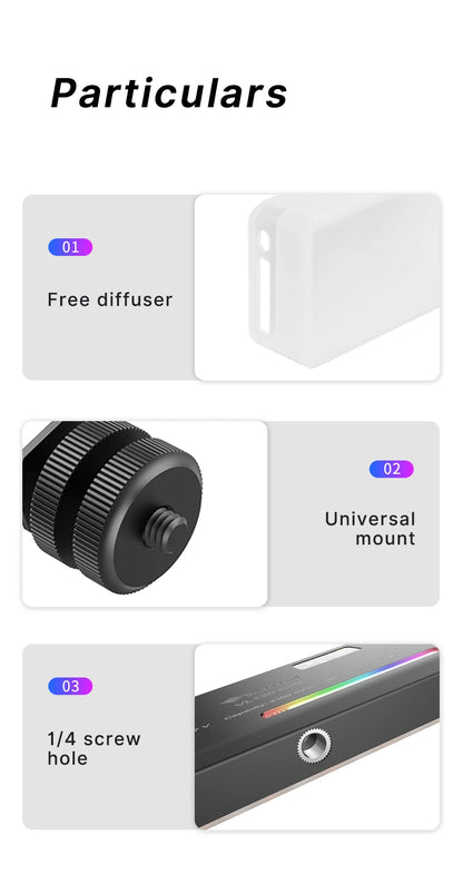 Ulanzi VL120 RGB Camera Video Light Mini Portable 3100mAh Photography Lighting Smartphone Vlog Fill Light RGB Video Light