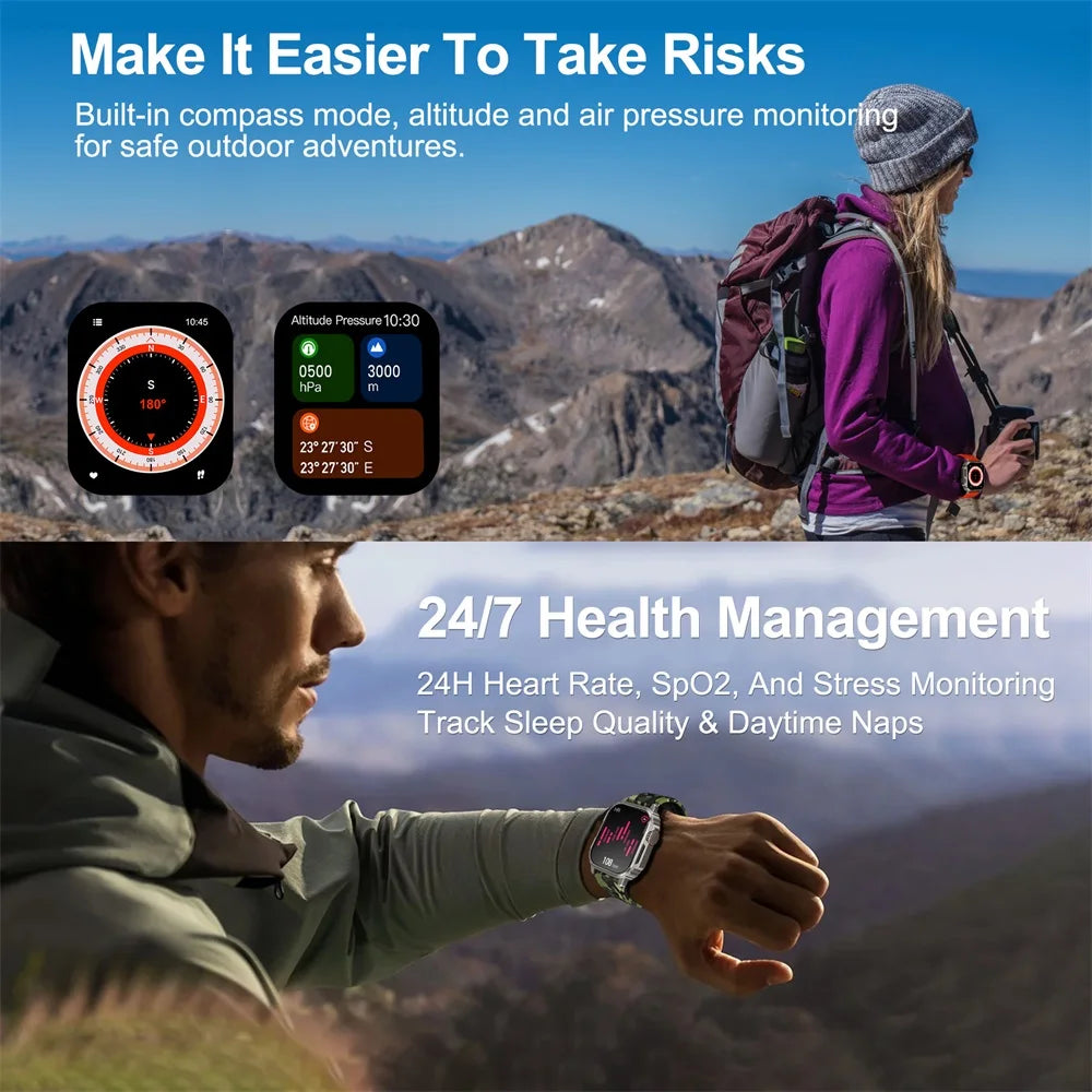VALDUS Sleep Monitoring Heart Rate GPS 1.96 Inch IP68 Waterproof Smart Watch Sedentary Reminder Blood Oxygen Blood Pressure VL20