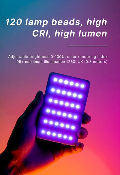 Ulanzi VL120 RGB Camera Video Light Mini Portable 3100mAh Photography Lighting Smartphone Vlog Fill Light RGB Video Light