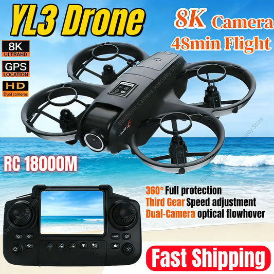 New YL3 Drone Dual Camera 5G WIFI Aerial Photography Aircraft Brushless Motor Remote Control Optical Flow Hover Aircraft UAV