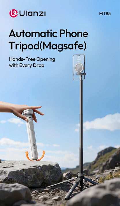 Ulanzi MT-85 Automatic Phone Tripod Magsafe Selfie Stick for iPhone 17 16 15 Pop Open Tripod Floor Stand for Outdoor Travel Vlog
