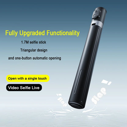 Universal Phone Tripod 1.7m Metal Selfie Stick with Wireless Bluetooth-compatible, Compatible with Sony Canon iPhone Xiaomi,