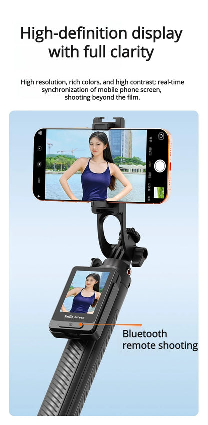 Smartphone Rear Selfie Screen with Selfie Stick Tripod suit.Selfie Pole Real-time Projection,for Vlog/Travel/Selfie/Group Photos