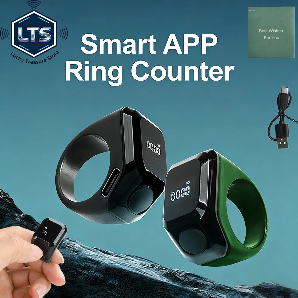 Portable Digital Display Counter Smart APP Ring Counter Bluetooth Counting Ring Time Reminder Wearable Tasbih Zikr Ring Misbah