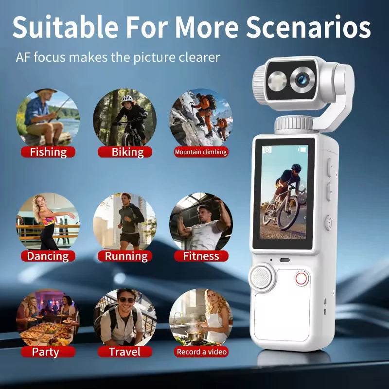 Pocket3 Pro Handheld 180 ° Rotating Portable Anti-shake Camera 1080P HD Display Wifi Wireless Wearable Night Vision Motion Cam