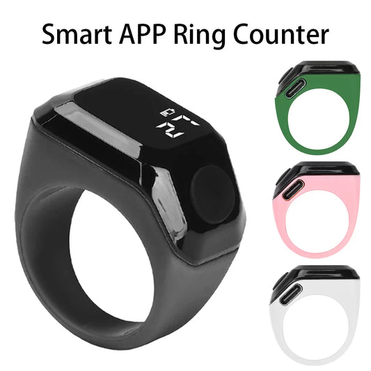 Portable Digital Display Counter Smart APP Ring Counter Bluetooth Counting Ring Time Reminder Wearable Tasbih Zikr Ring Misbah
