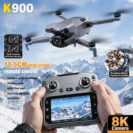 New K900 Max Folding Drone 8k Dual Cameras Screen Remote Control Helicopter GPS Obstacle Brushless Quadcopter Aerial Photography