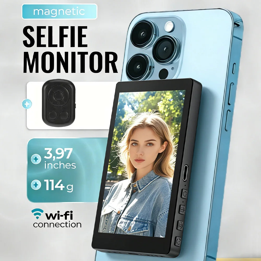 Magnetic Phone Projector Screen Android iPhone Rear Camera Selfie for Vlog Live Stream Video Recording Smart Monitor Accessory