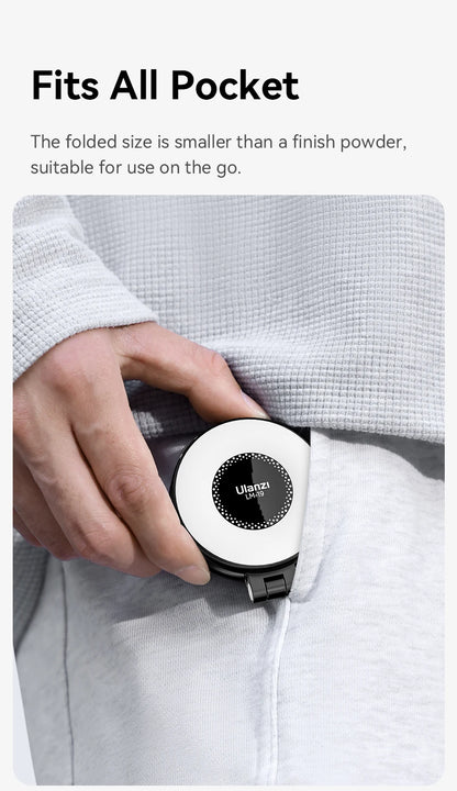Ulanzi LM19 MagSafe Light CRI 95+ for Vlog Livestream Photograph Bi-Color Flip Fill Light Suitable for Magnetic Mobile Phones