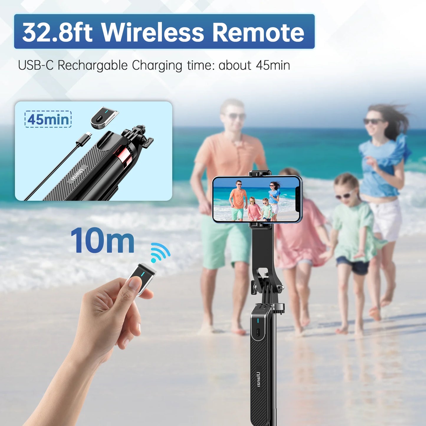 Ulanzi MA09 1.8m Selfie Stick Tripod for iPhone 16 15 Android Phone with Remote Control Panoramic Ball head Holder U200 VL49 Kit