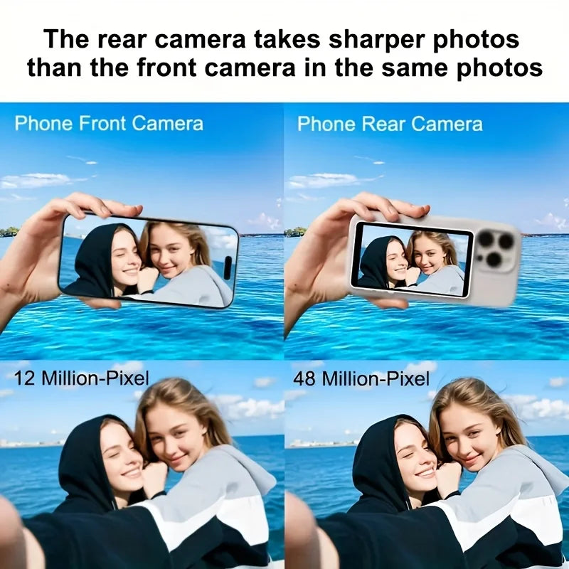Vlog Screen Selfie Monitor, Magnetic Phone Holder Clip Mount, Using Phone Rear Camera for Selfie Vlog Live Stream
