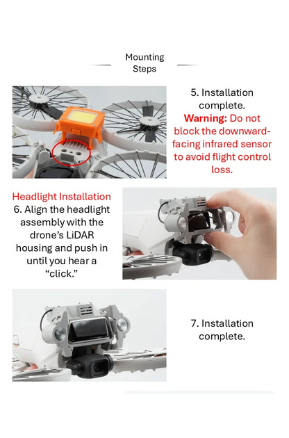 DJI Flip Night Flight Light Accessory, 900LM Front & Bottom Fill Lights, Adjustable Angle, High/Low/Strobe, 120 Min