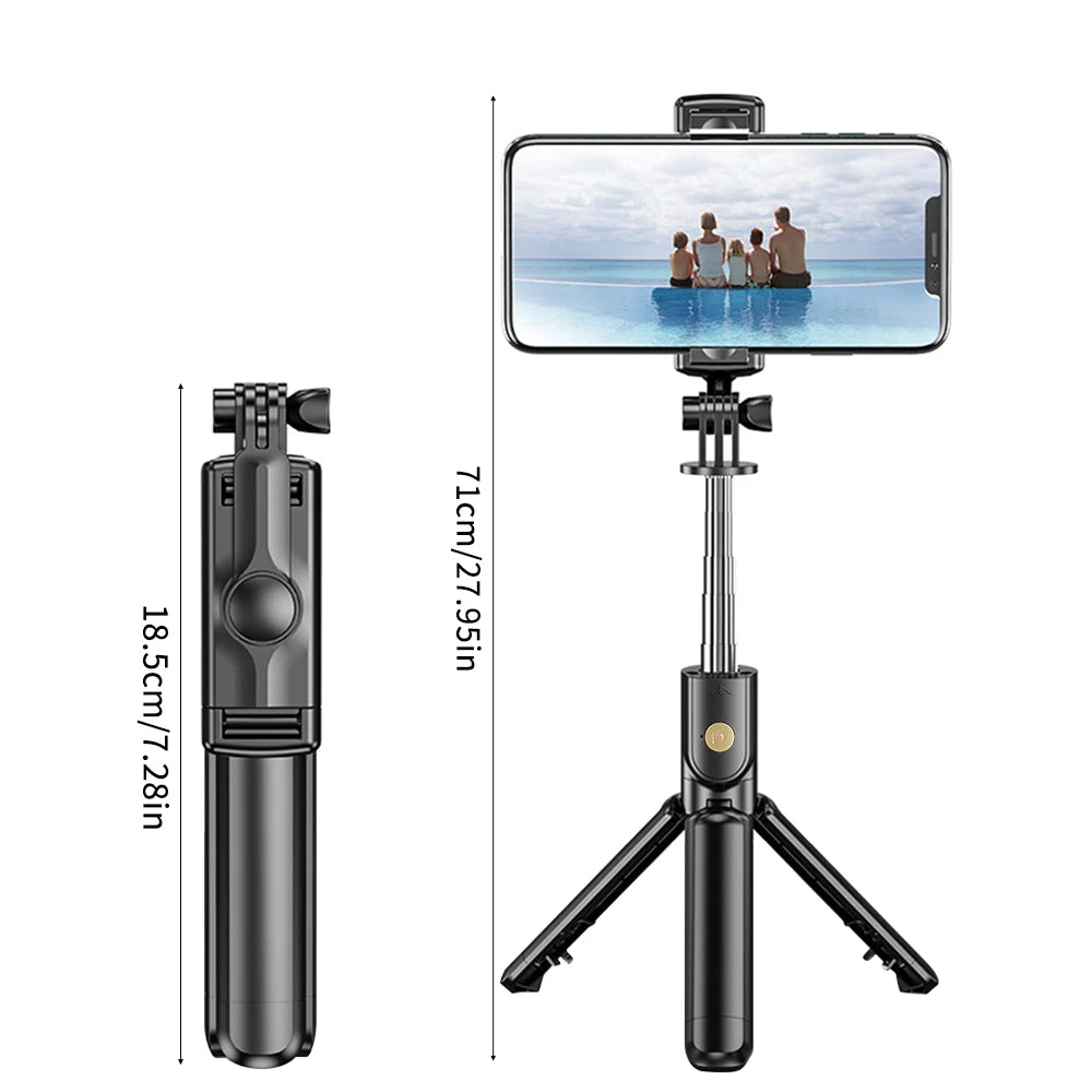 Portable Wireless Selfie Stick Extendable Tripod Stand With Bluetooth Remote for iPhone Android Vlog Live Streaming Bracket