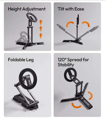 Original Ulanzi SK29 Foldable Magnetic Phone Stand Phone Clamp Selfie Stick Desktop Tripod 360° Rotation for Vlog Livestreaming