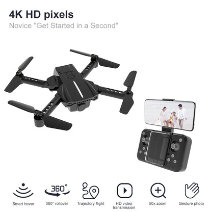 Black K11 Mini Finger Drone Pocket 4k Movie Lens RTF Foldable Brushless Quadcopter Wide Angle Anti Shake Camera Beauty Effect