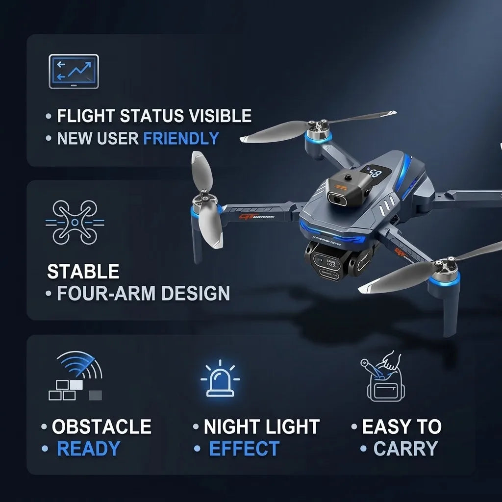 Foldable GPS Drone GT8 Professional 8K HD Dual Camera Helicopter Brushless Obstacle Avoidance Remote Control Quadcopter Aircraft