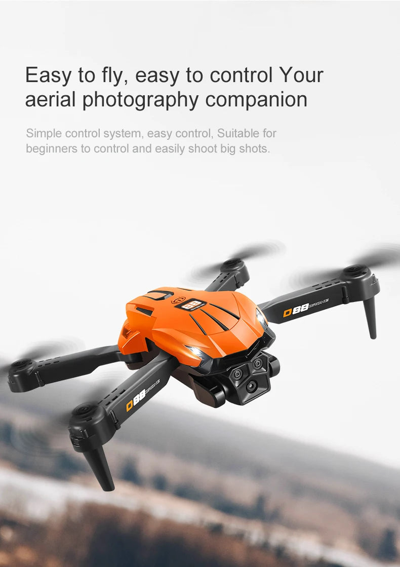 NewD88 4K RC Drone,360°Flip,Headless Mode,One Key Return,Altitude Hold,WiFi FPV,Dual Cam Switch,90°Lens Adjust,Birthday Gift Toy
