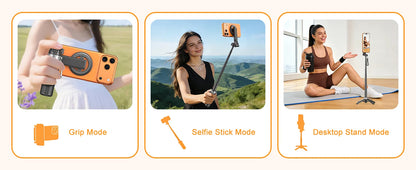 Magnetic Selfie Stick with Remote for Cell Phone 360° Rotation Transforms into Mini Tripod/Handheld Stabilizer/Phone Stand