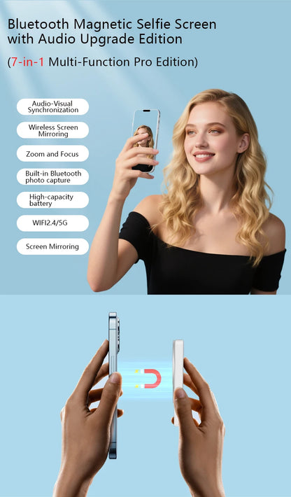 LINIM Magnetic Wireless Selfie Monitor Screen Phone Rear Camera for Vlog Live Stream Compatible for iPhone Android
