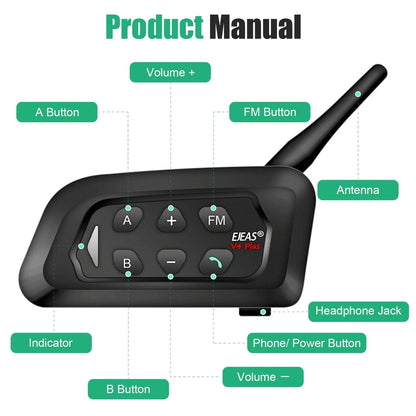 EJEAS 4PCS V4C PLUS Football Referee Intercom Headset 1500M Full Duplex Bluetooth Headphone Conference Interphone + Handbag