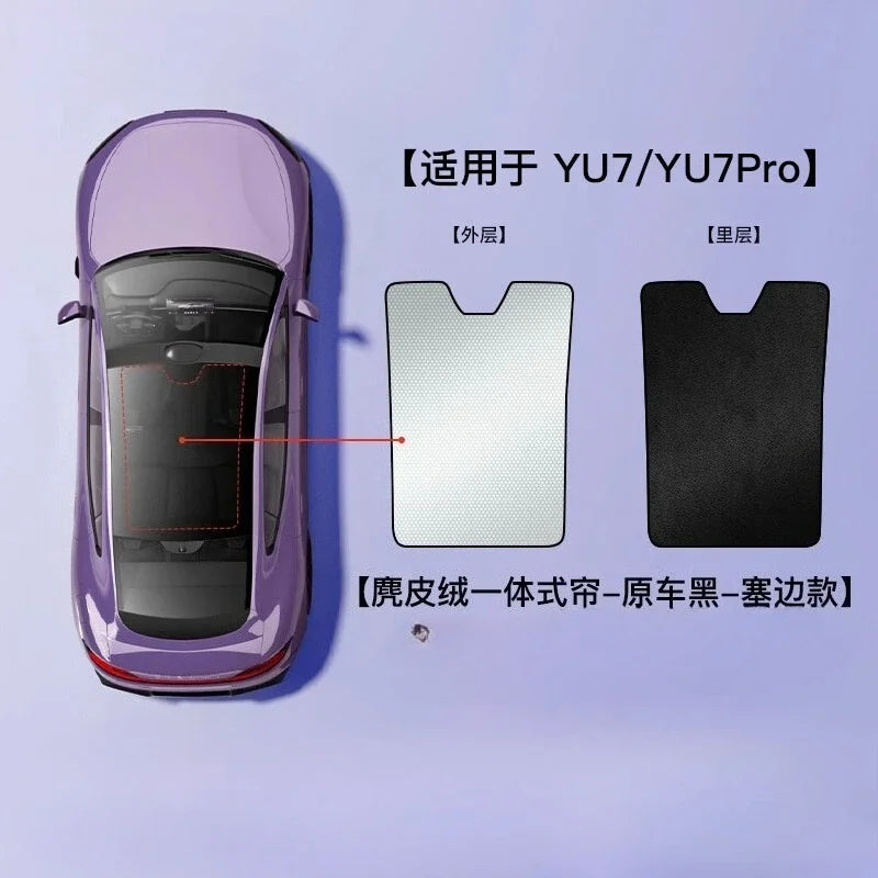 For Xiaomi YU7 SU7 2024 2025 Sunroof Sunshade Suede Anti-UV Heat Insulation Roof Glass Sun Shade Skylight Modification Accessory