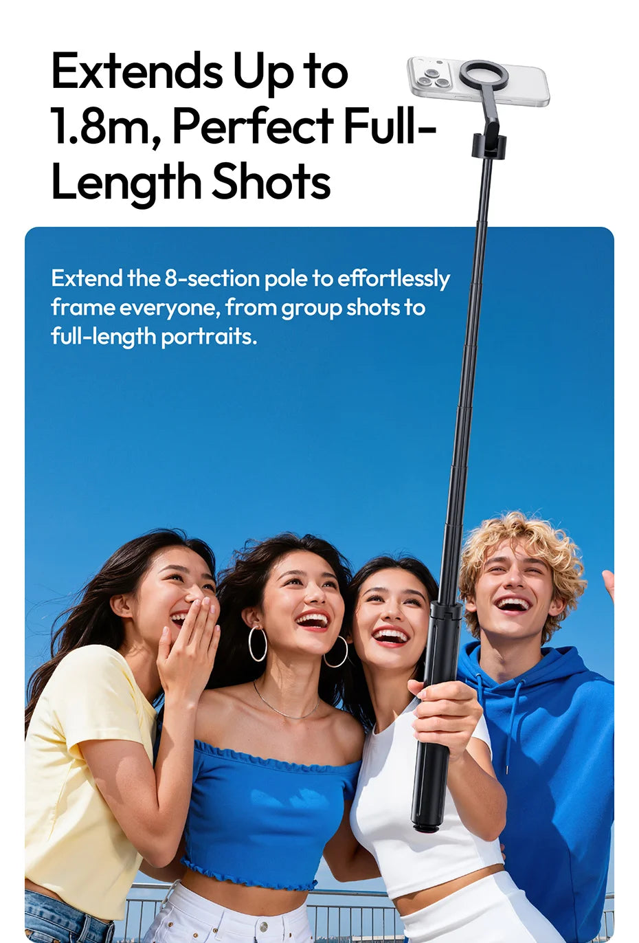 Original Ulanzi SK21 Magnetic Auto Open Tripod 8 Section Pole Extension For Phone Vlog Shooting Magnetic