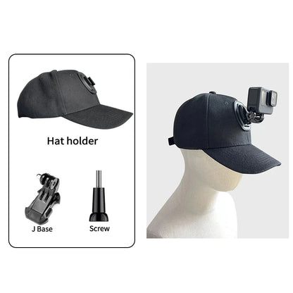 Hands-Free Baseball Cap Camera Mount First-Person View Hat for GoPro Hero 13 12 11 9 Insta360 X5 DJI OSMO Action 6 5 Vlog Hiking