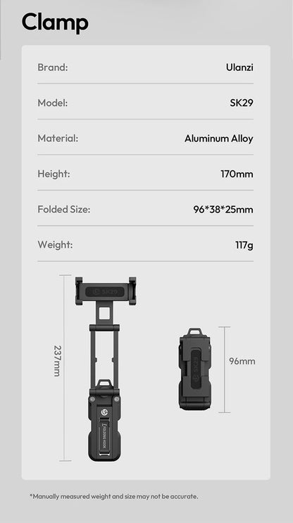 Original Ulanzi SK29 Foldable Magnetic Phone Stand Phone Clamp Selfie Stick Desktop Tripod 360° Rotation for Vlog Livestreaming