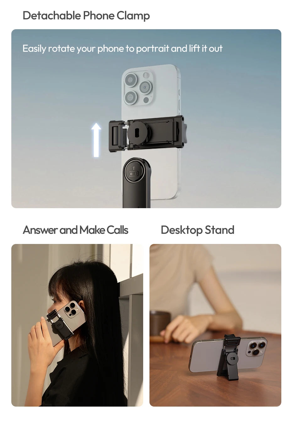 Ulanzi TT23 Auto-Tracking Selfie Stick Tripod Foaldable Selfie Tripod for Smartphone Camera for Gopro with Bluetooth for Travel