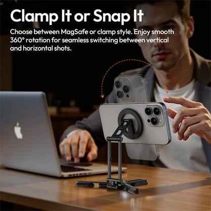 Original Ulanzi SK29 Foldable Magnetic Phone Stand Phone Clamp Selfie Stick Desktop Tripod 360° Rotation for Vlog Livestreaming