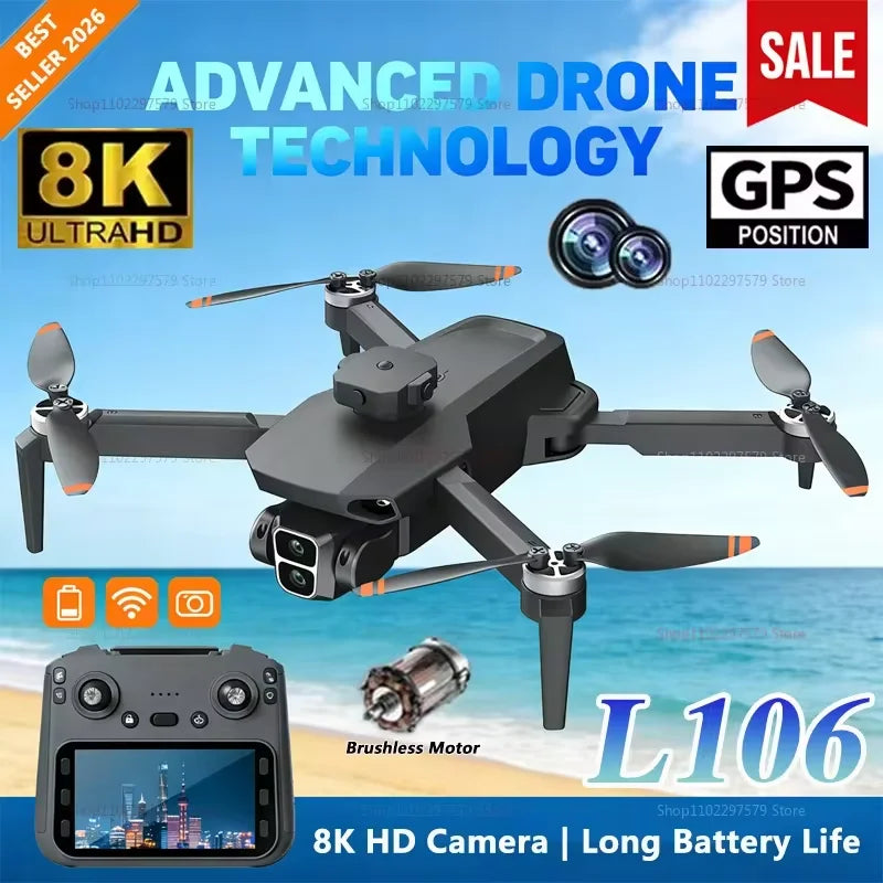 L106/L106-1 8K HD Drone With GPS Obstacle Avoidance Foldable Brushless Camera Remote Control Quadcopter UAV Toys For Photography
