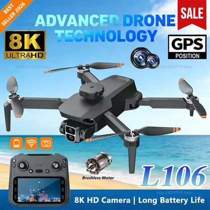 L106/L106-1 8K HD Drone With GPS Obstacle Avoidance Foldable Brushless Camera Remote Control Quadcopter UAV Toys For Photography