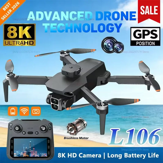 L106/L106-1 8K HD Drone With GPS Obstacle Avoidance Foldable Brushless Camera Remote Control Quadcopter UAV Toys For Photography