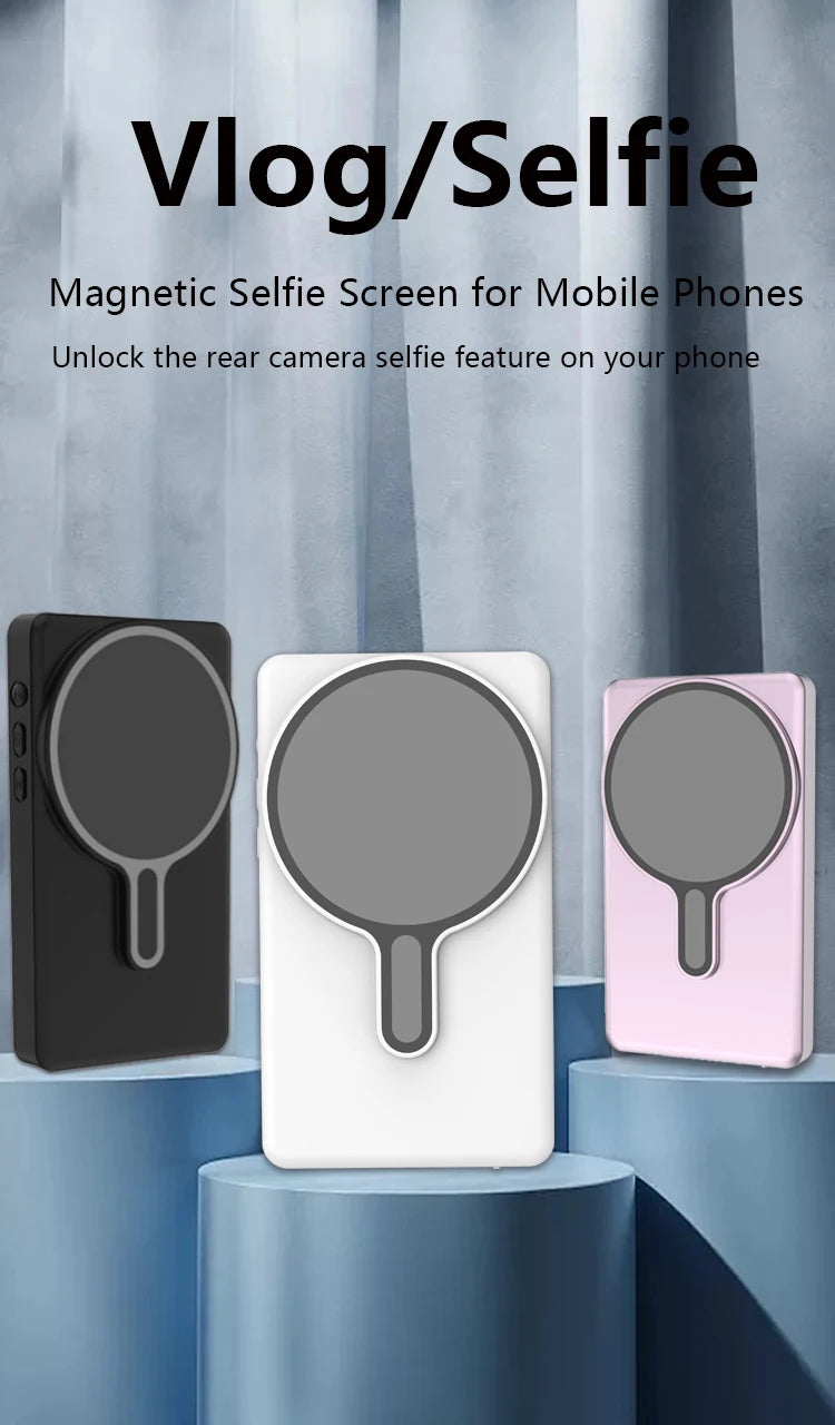 LINIM Magnetic Wireless Selfie Monitor Screen Phone Rear Camera for Vlog Live Stream Compatible for iPhone Android