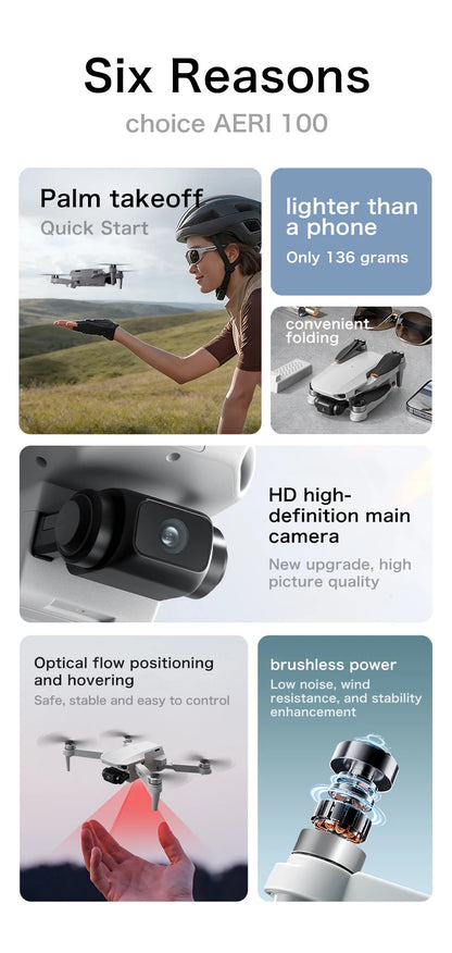 Aeri100 VR 8K Professional Drone With HD Camera 3-Axis Gimbal GPS Dron Brushless 5G WIFI Screen Remote Control RC Quadcopter Toy