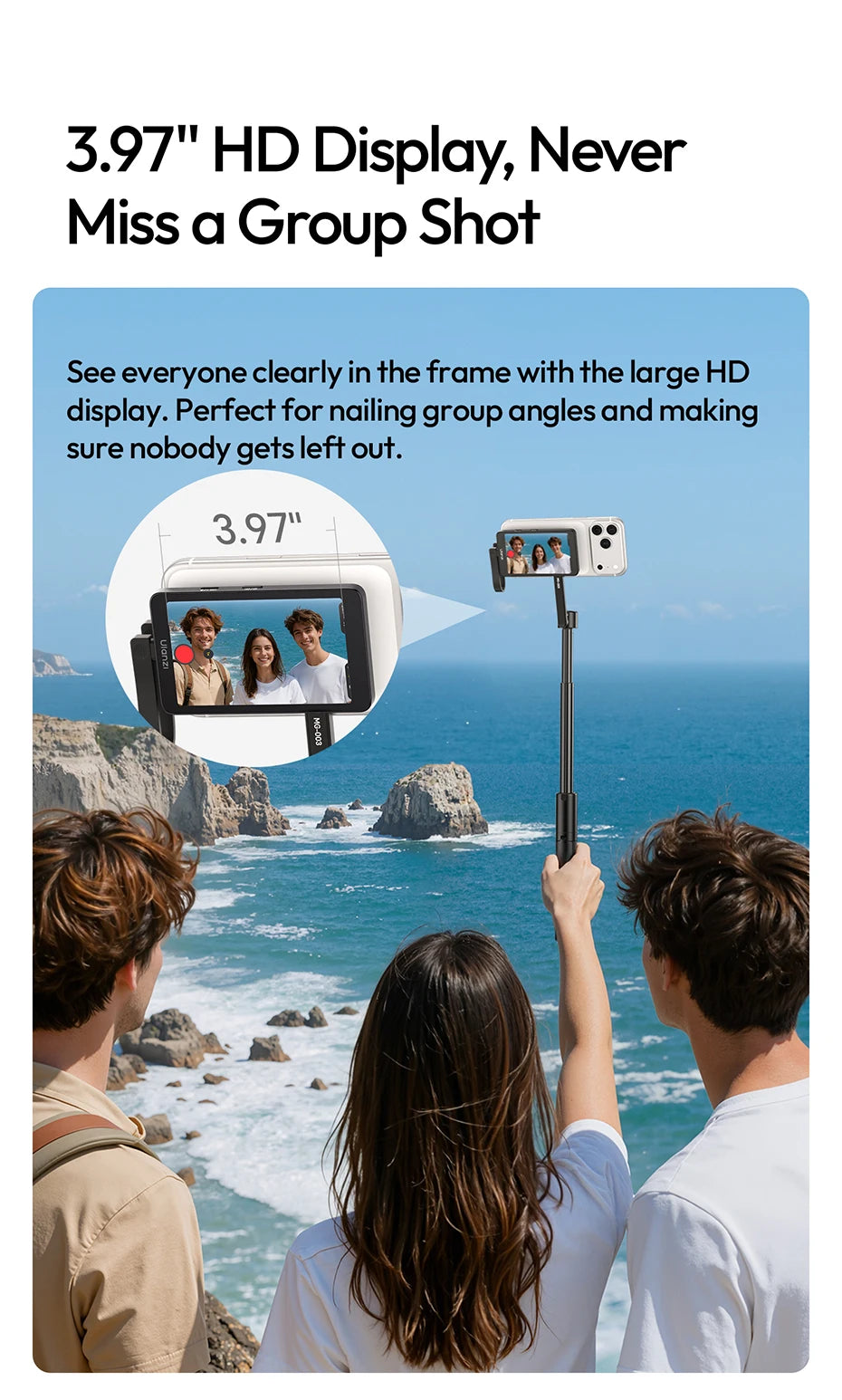 Ulanzi VM1 Vlog Selfie Monitor Screen for iPhone 17 16 15 Selfie Monitor Screen with Magnetic Ring Livestreaming Vlog Shots
