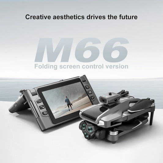 Foldable M66 RC Drone with 4.5in HD Foldable Screen,5G Smooth Image,Brushless Motor,Foldable Compact Quadcopter for Travel Aeri