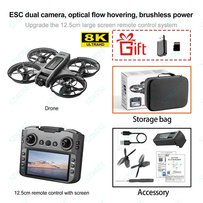 Professional Mini Drone S156 FPV 8K HD Camera Brushless Motor Obstacle Avoidance Foldable Quadcopter With LED Screen Remote