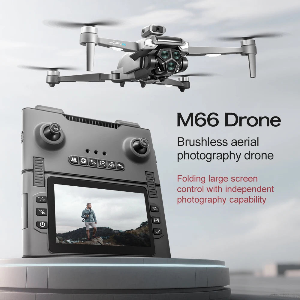 Foldable M66 RC Drone with 4.5in HD Foldable Screen,5G Smooth Image,Brushless Motor,Foldable Compact Quadcopter for Travel Aeri