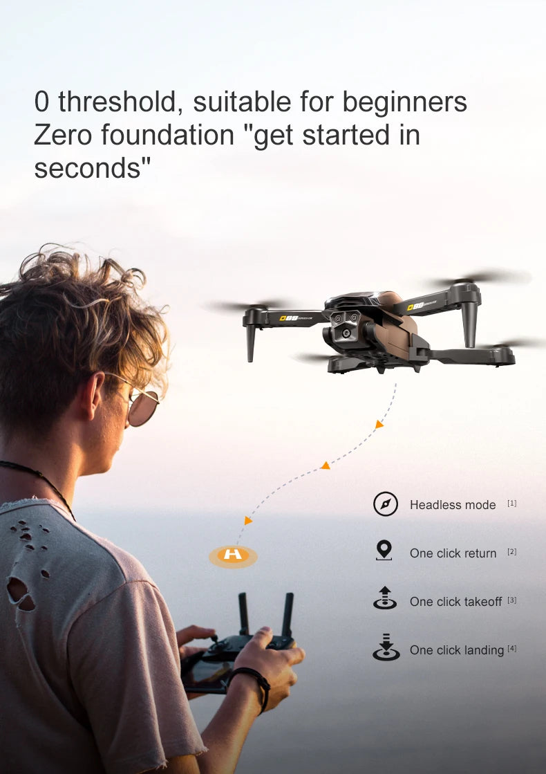 NewD88 4K RC Drone,360°Flip,Headless Mode,One Key Return,Altitude Hold,WiFi FPV,Dual Cam Switch,90°Lens Adjust,Birthday Gift Toy