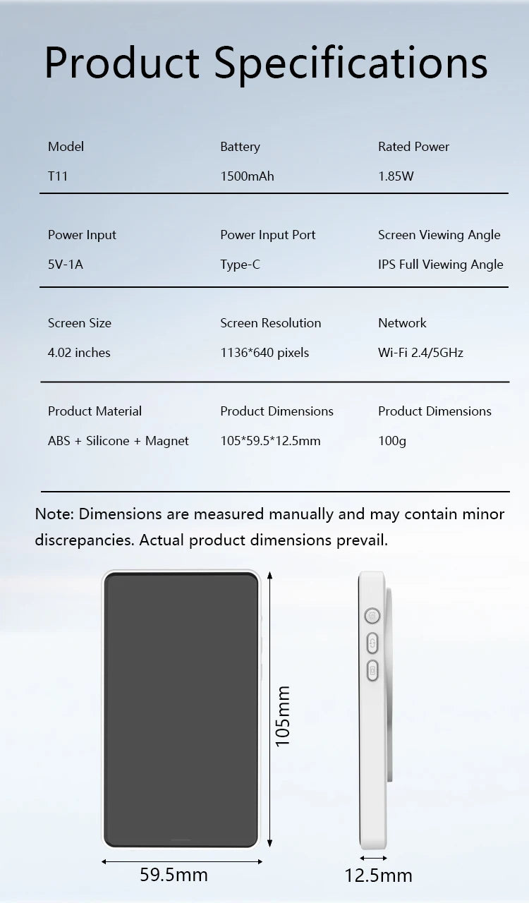 LINIM Magnetic Wireless Selfie Monitor Screen Phone Rear Camera for Vlog Live Stream Compatible for iPhone Android