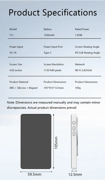 LINIM Magnetic Wireless Selfie Monitor Screen Phone Rear Camera for Vlog Live Stream Compatible for iPhone Android