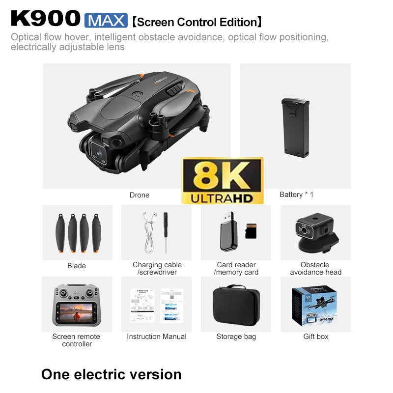 2026 K900 MAX GPS Drone Professional 8K Camera Aerial FPV Brush Avoiding Obstacle with Large Screen Remote Control Folding Drone